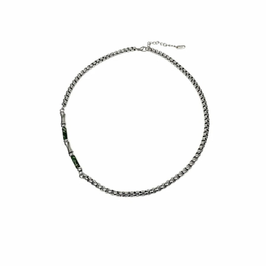Herren Halskette mit Bambus-Gliedern aus Lvzhü-Jade – Keel-Ketten-Design