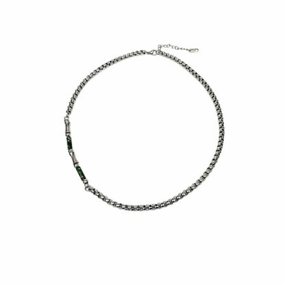 Herren Halskette mit Bambus-Gliedern aus Lvzhü-Jade – Keel-Ketten-Design