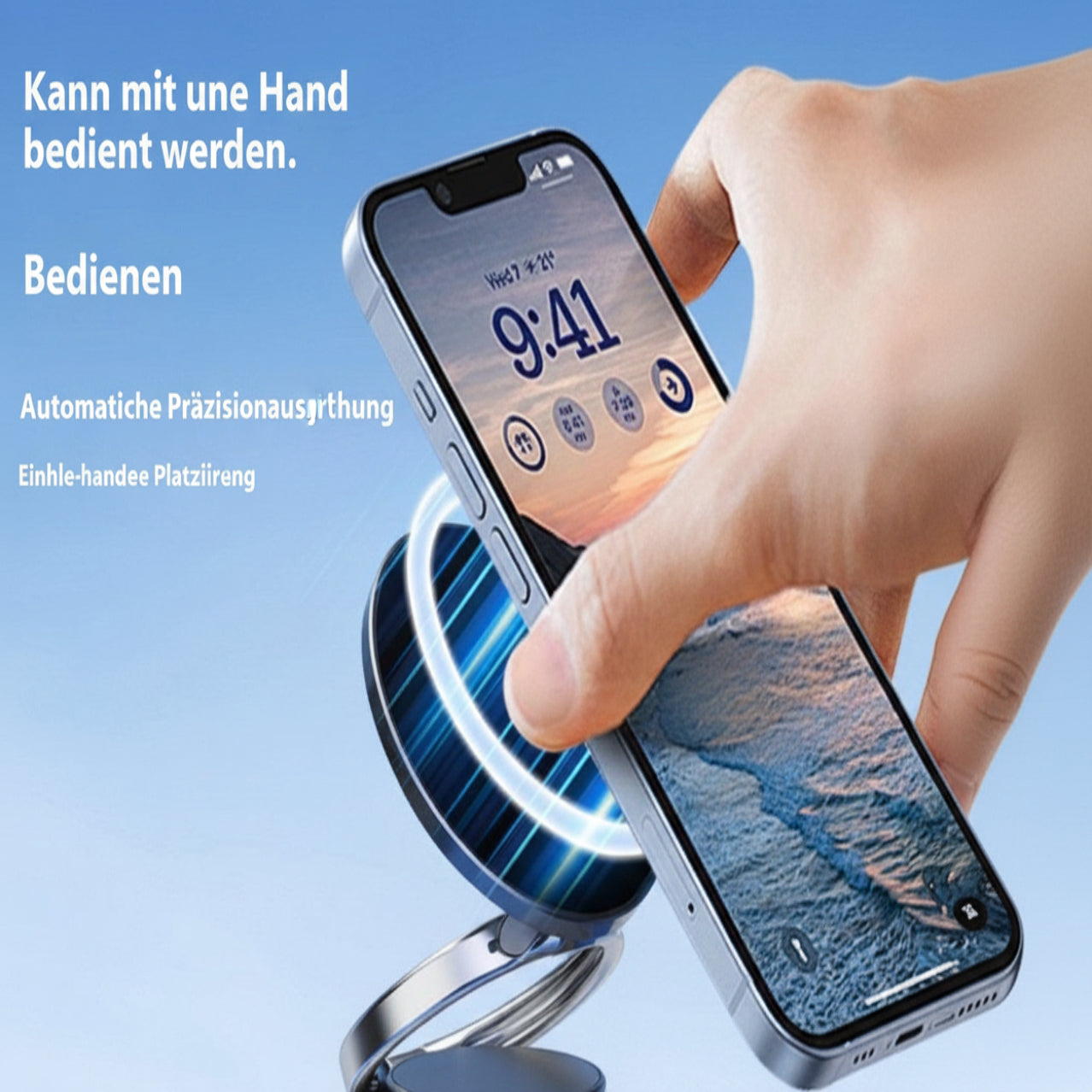 Magnetischer Auto-Handyhalter mit Vakuum-Saugfunktion – Smartphone Halterung fürs Auto