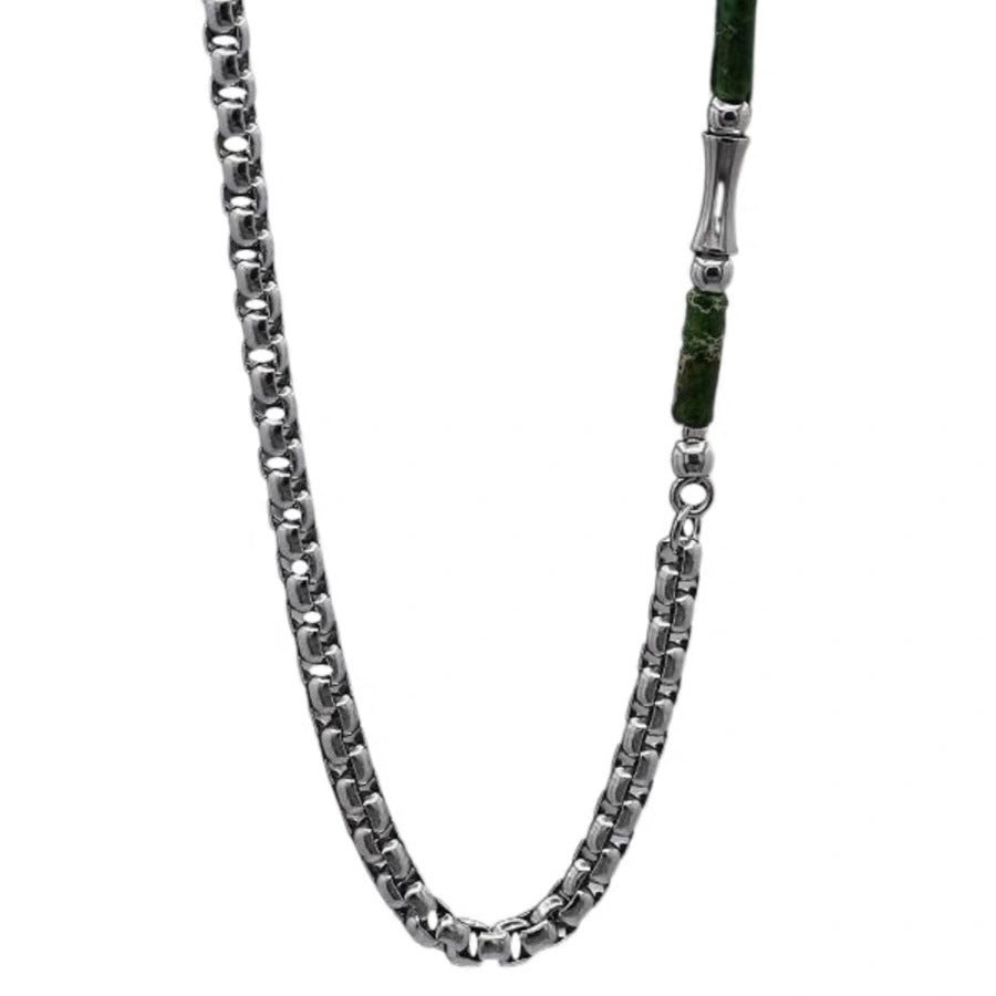 Herren Halskette mit Bambus-Gliedern aus Lvzhü-Jade – Keel-Ketten-Design